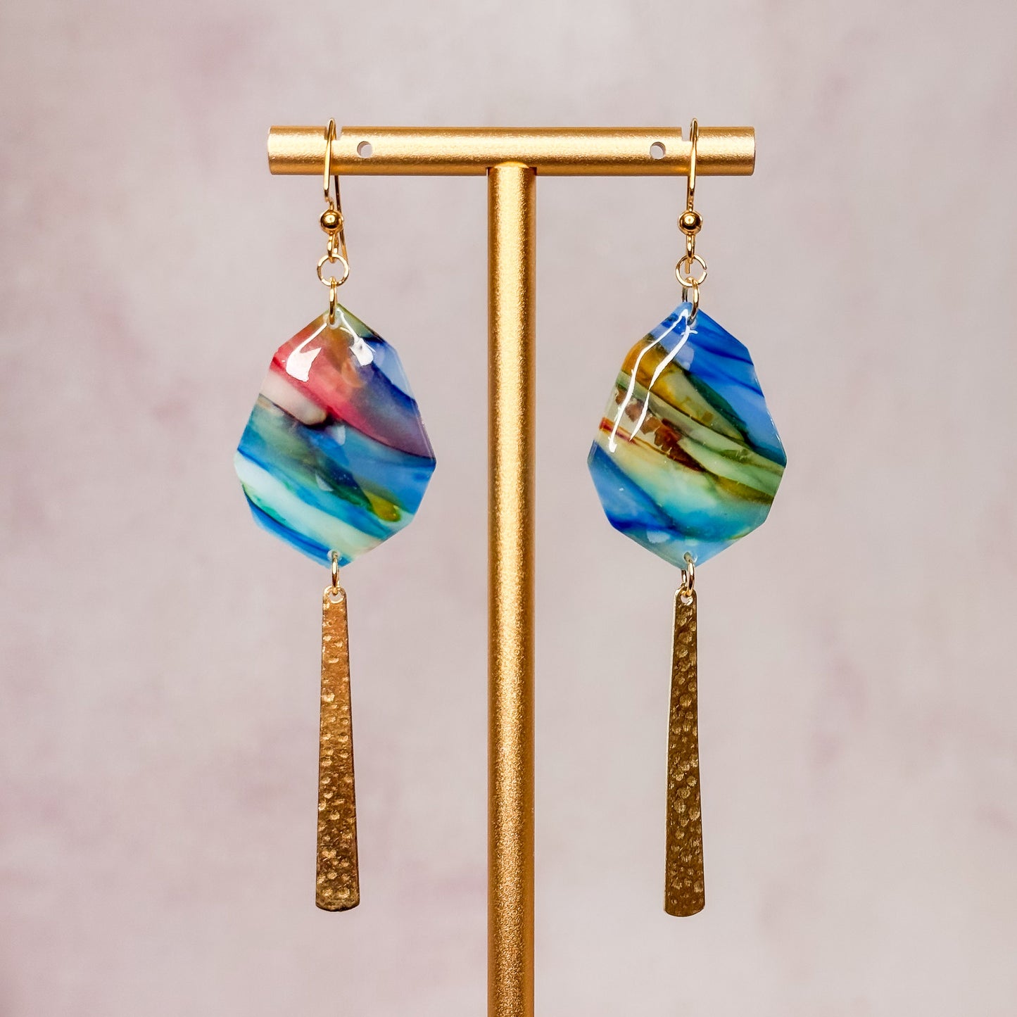 Fire Sea Stone - Dangle Clay Earrings #5