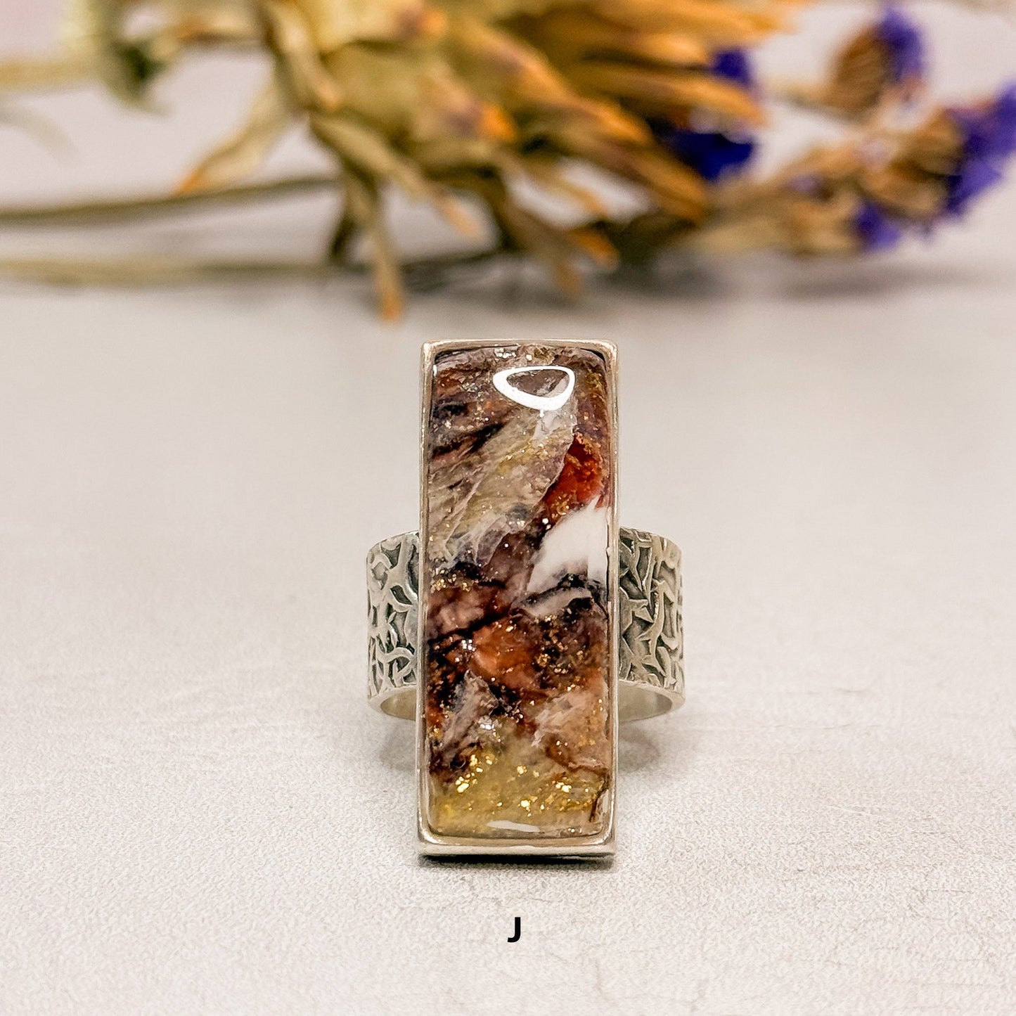 Aurorite Statement Ring Collection - Silver Plated with Polymer Clay Inlay - Gather Your Bones