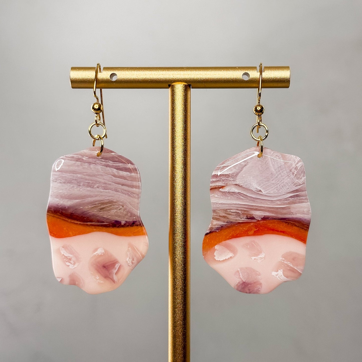 Fire & Amethyst Dangle Earrings 2 - Gather Your Bones