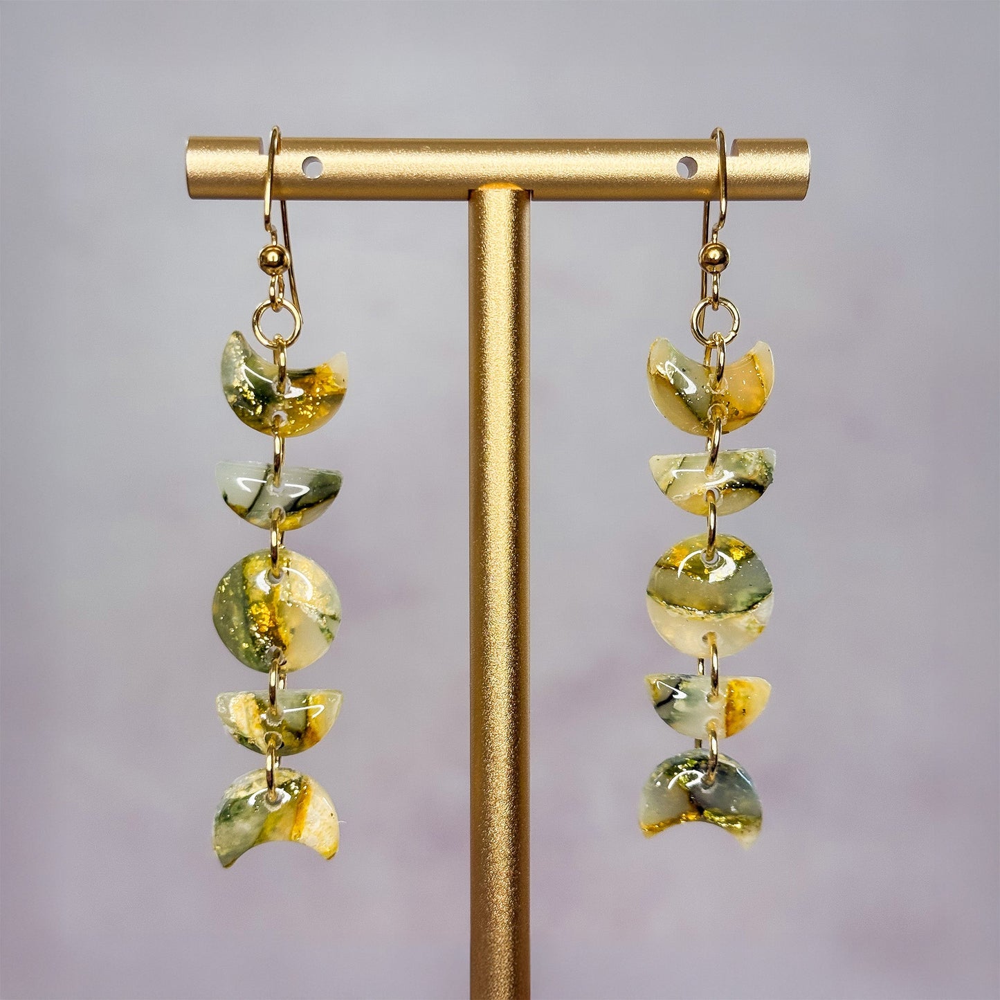 Golden Moss Dangle Earrings 10 - Gather Your Bones