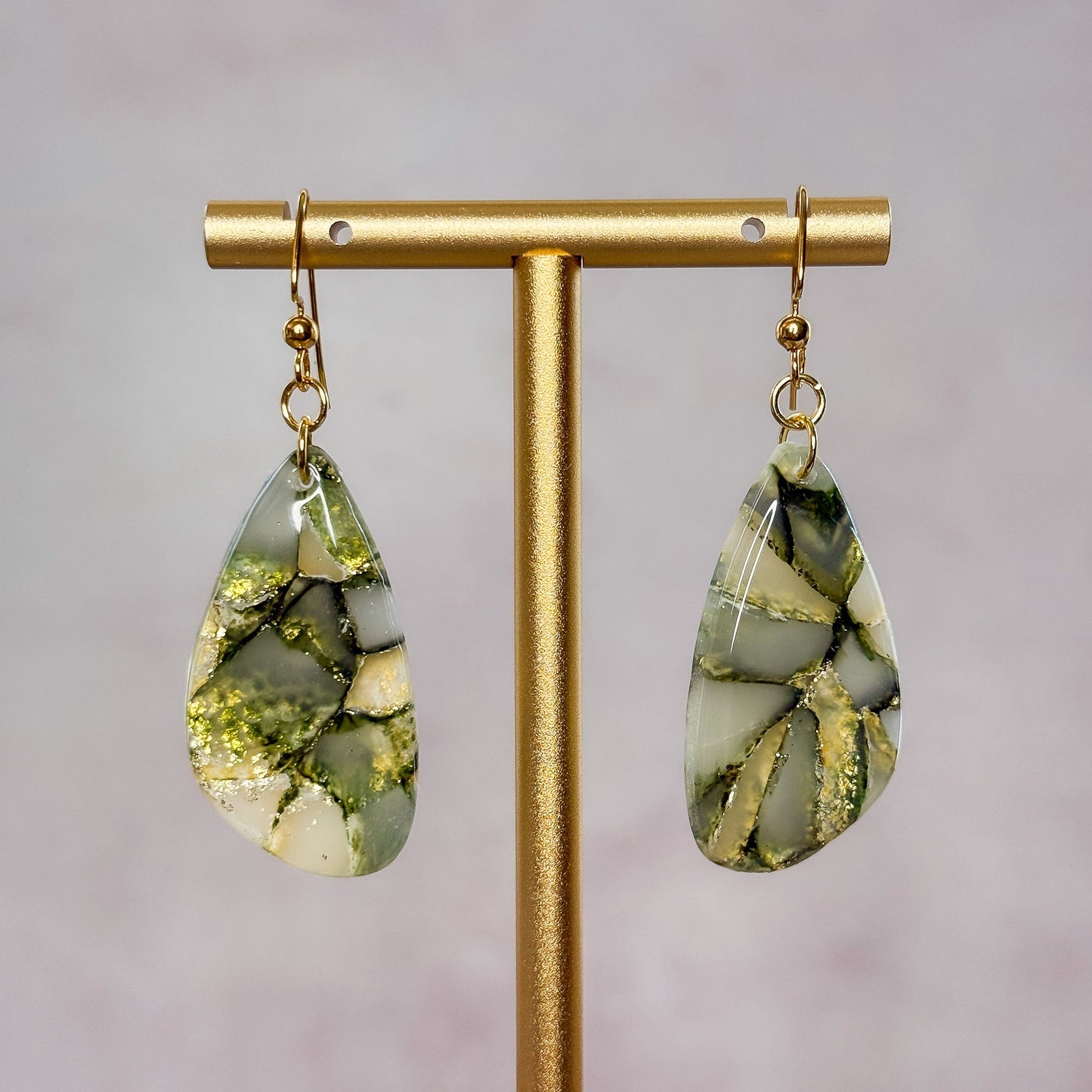 Golden Moss Dangle Earrings 2 - Gather Your Bones