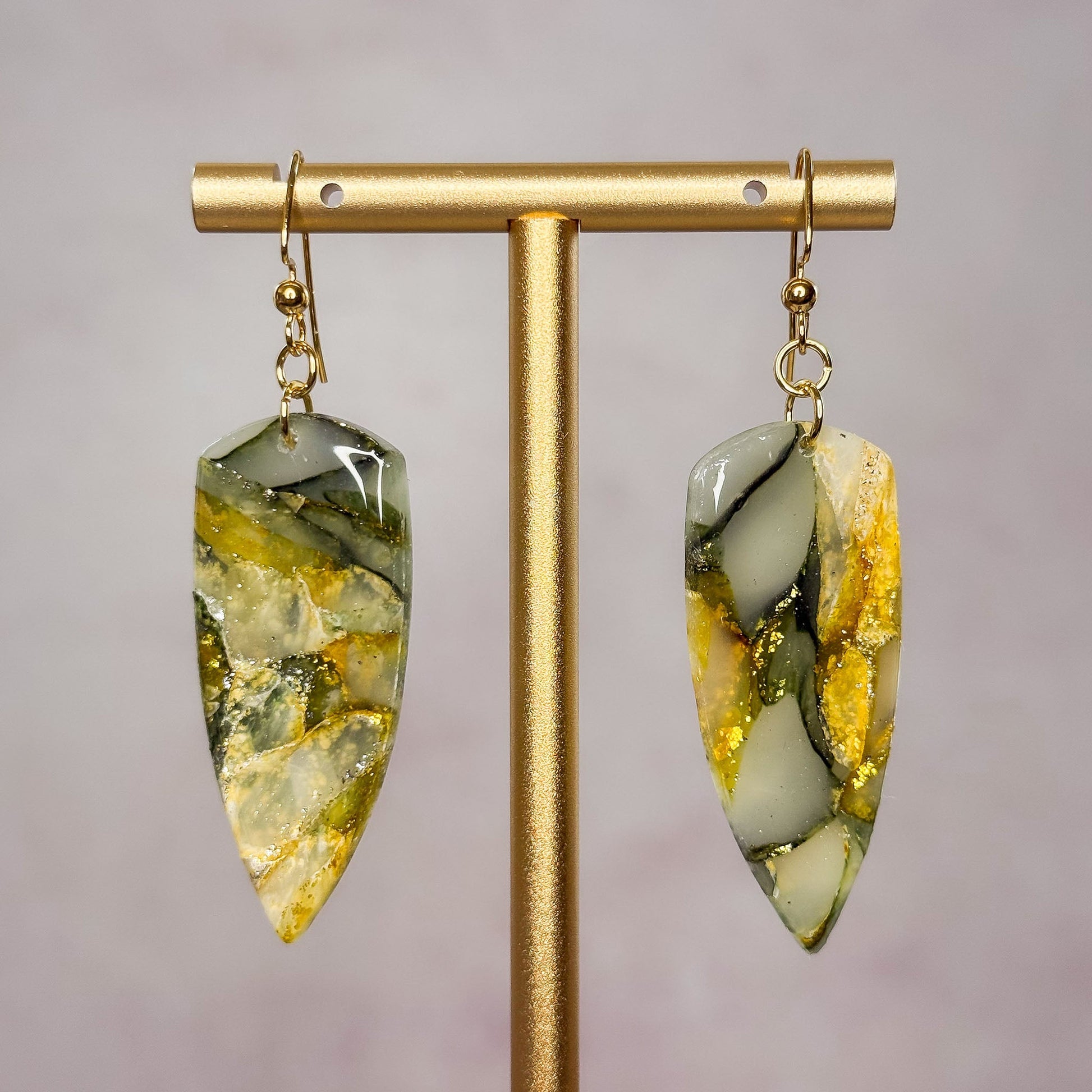 Golden Moss Dangle Earrings 9 - Gather Your Bones