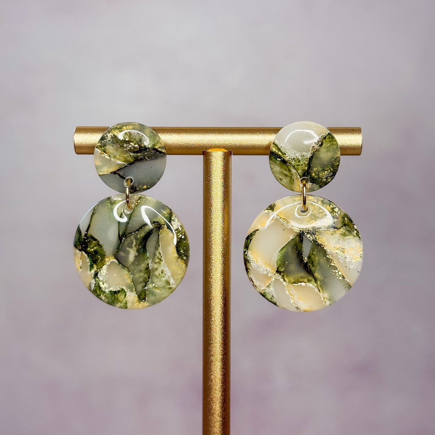 Golden Moss Stud Earrings 1 - Gather Your Bones