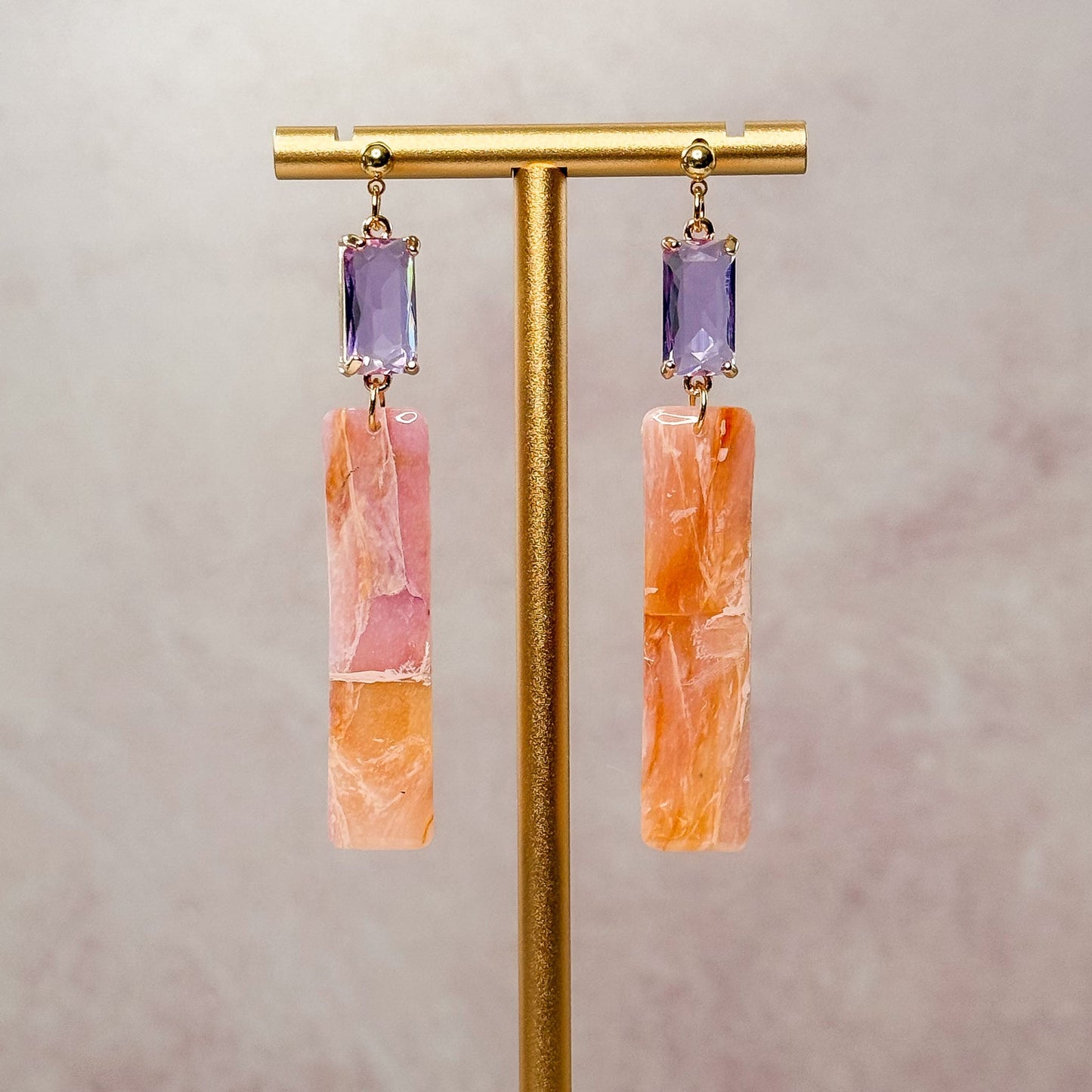Handmade Faux Broken Amethyst Stud Earrings - Gather Your Bones