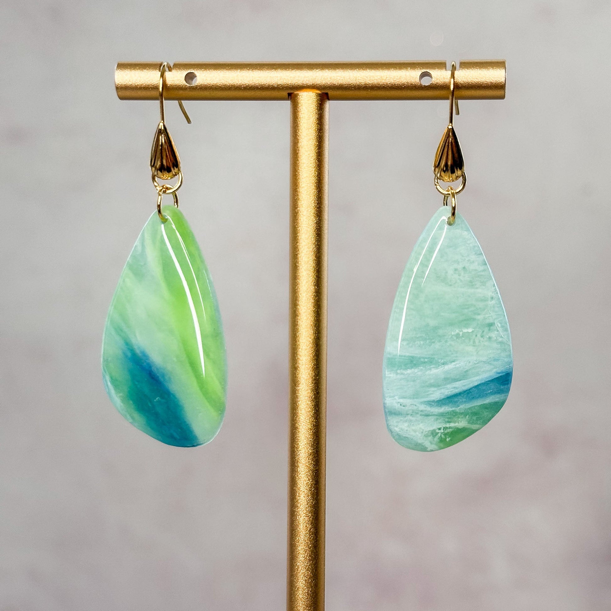 Handmade Faux Green Fluorite Dangle Earrings - Gather Your Bones