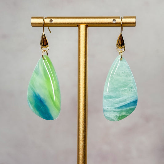 Handmade Faux Green Fluorite Dangle Earrings - Gather Your Bones