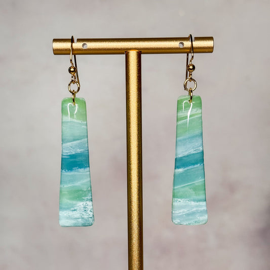 Handmade Faux Green Fluorite Dangle Earrings - Gather Your Bones