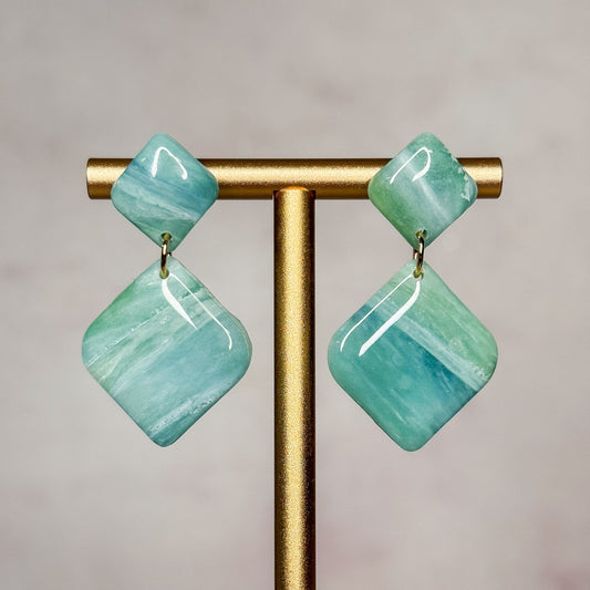 Handmade Faux Green Fluorite Stud Earrings - Gather Your Bones