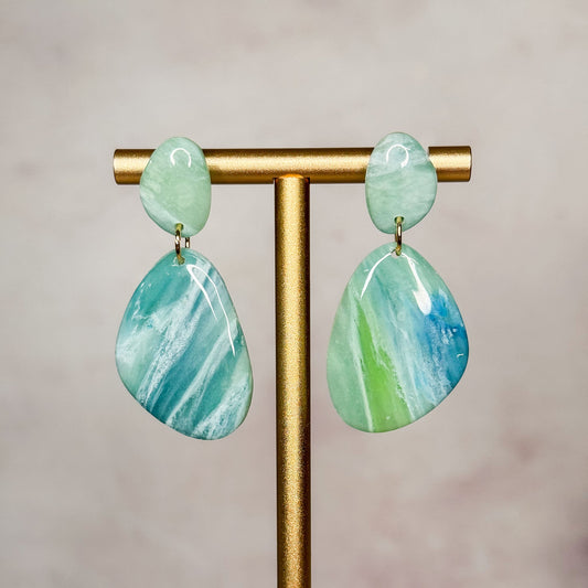 Handmade Faux Green Fluorite Stud Earrings - Gather Your Bones