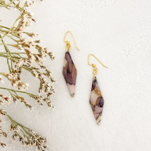 Handmade Faux Stone Clay Dangle Earrings - Gather Your Bones