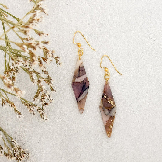 Handmade Faux Stone Clay Dangle Earrings - Gather Your Bones