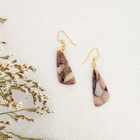 Handmade Faux Stone Clay Dangle Earrings - Gather Your Bones
