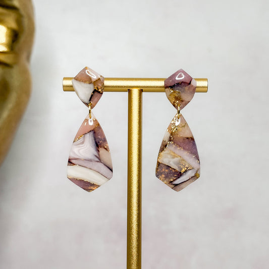 Handmade Faux Stone Clay Stud Earrings - Gather Your Bones