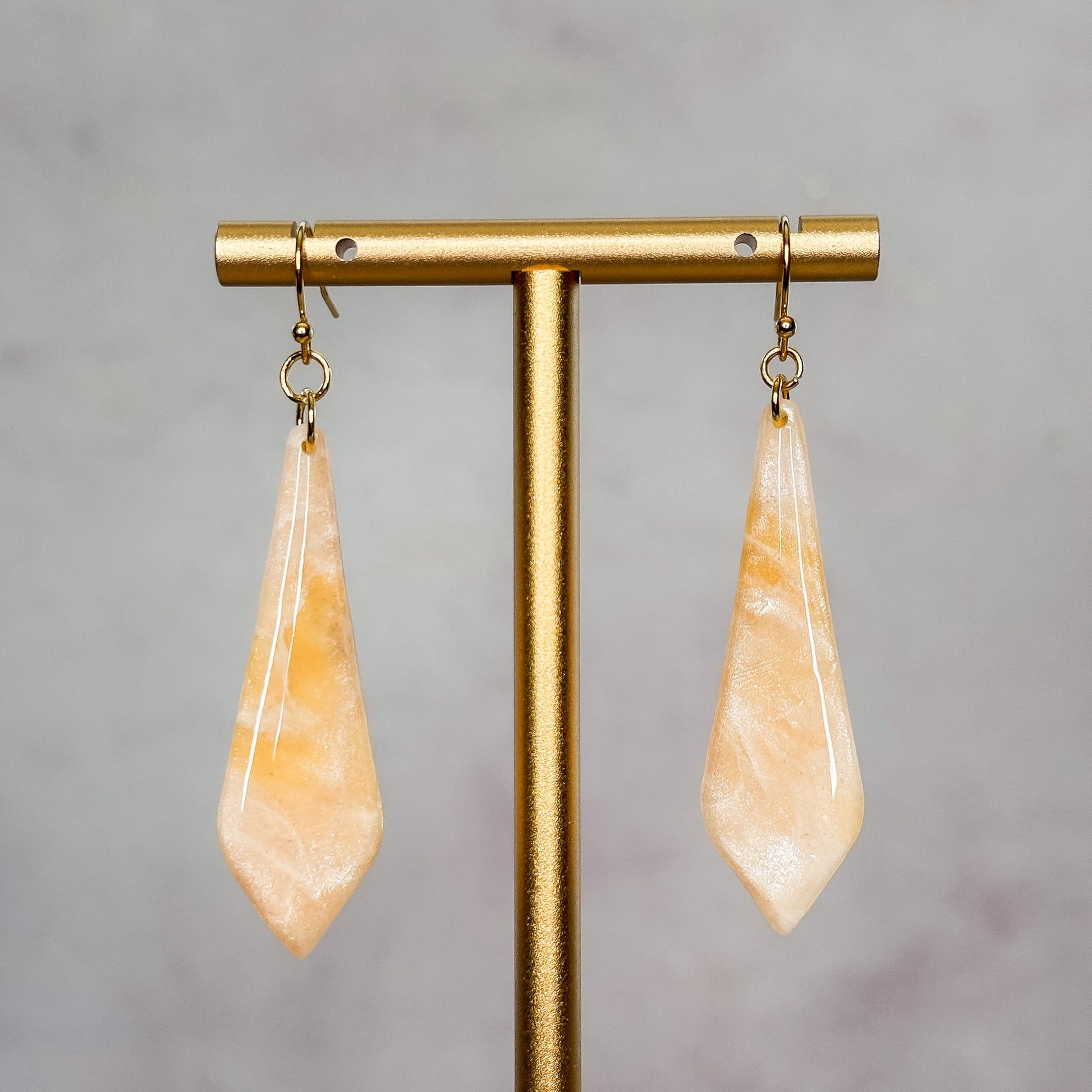 Handmade Faux Sunstone Clay Dangle Earrings - Gather Your Bones