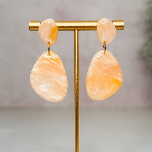 Handmade Faux Sunstone Clay Stud Earrings - Gather Your Bones