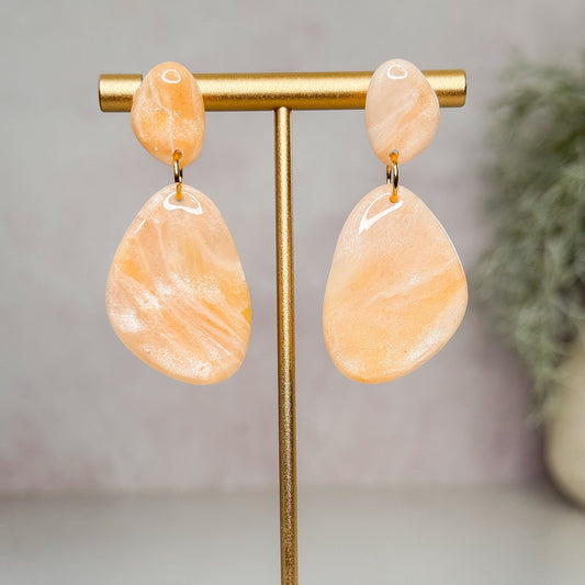 Handmade Faux Sunstone Clay Stud Earrings - Gather Your Bones