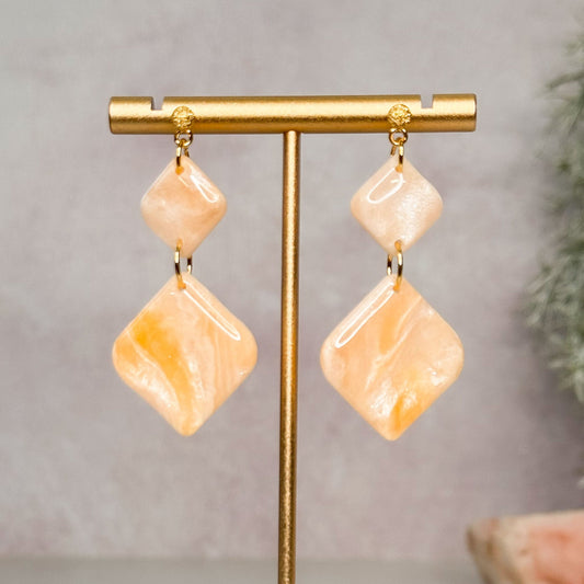 Handmade Faux Sunstone Clay Stud Earrings - Gather Your Bones