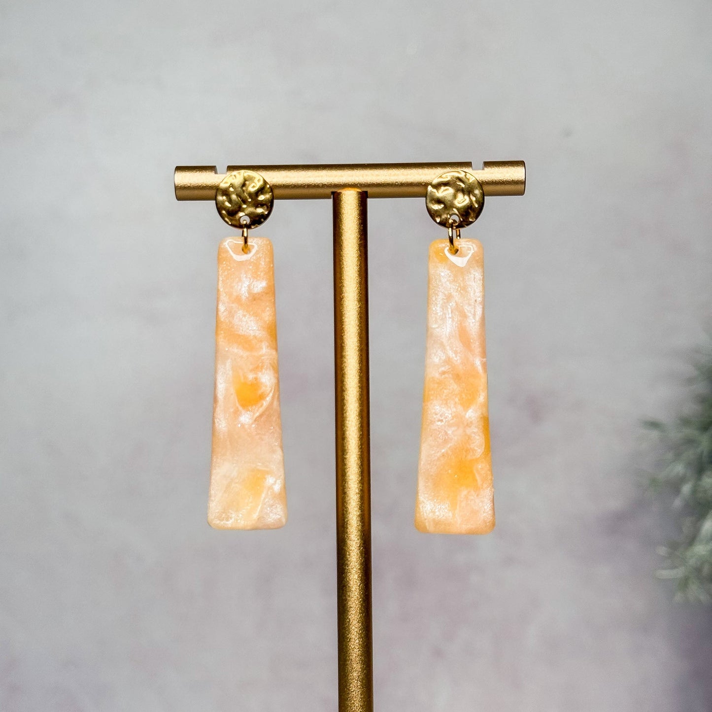 Handmade Faux Sunstone Clay Stud Earrings - Gather Your Bones