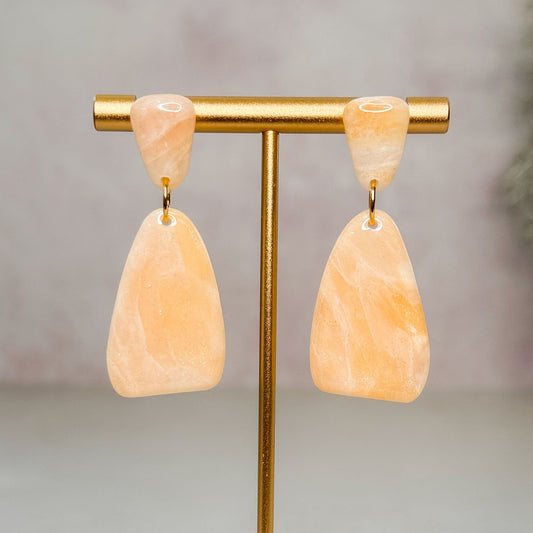 Handmade Faux Sunstone Clay Stud Earrings - Gather Your Bones