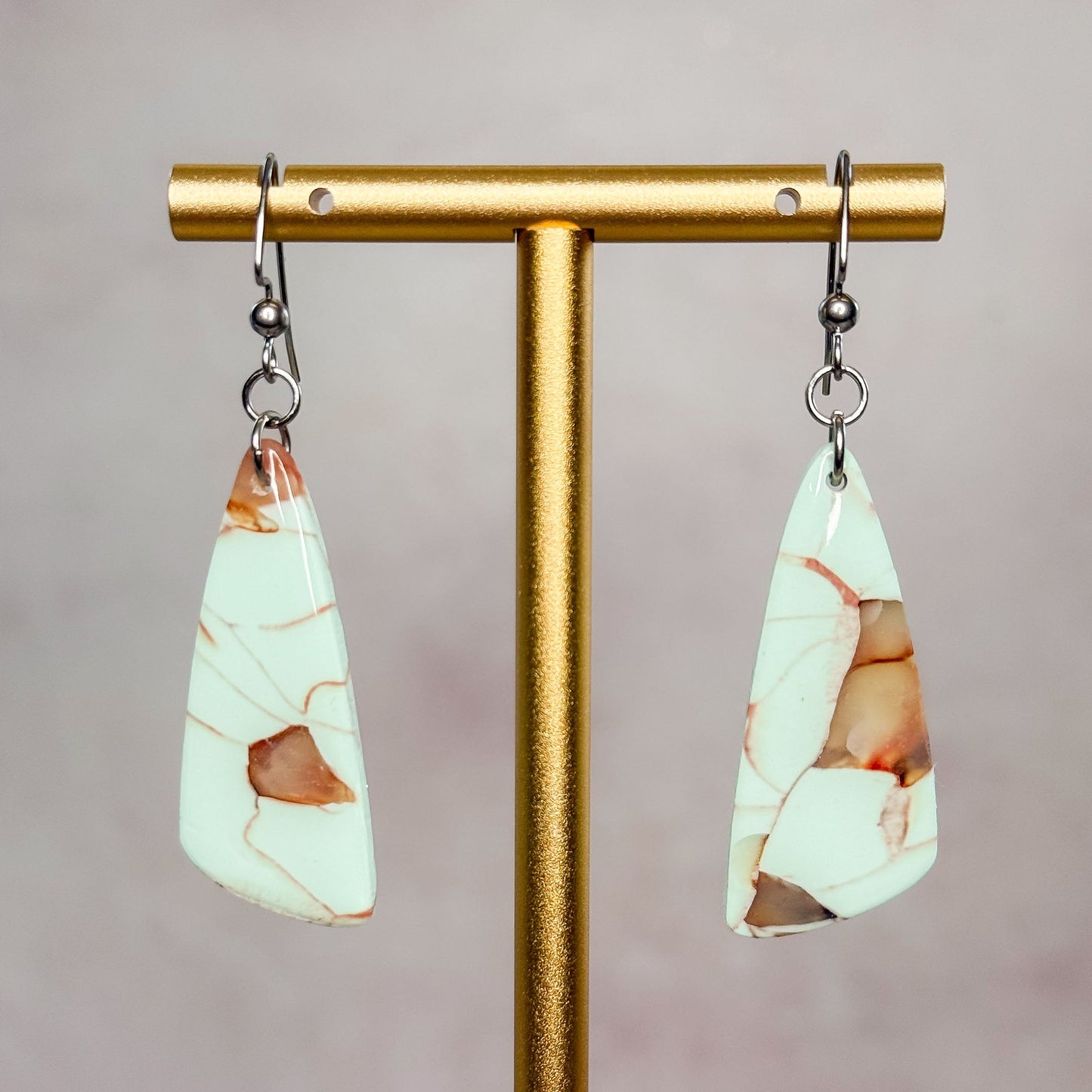 Mint Stone - Clay Dangle Earrings 10 - Gather Your Bones