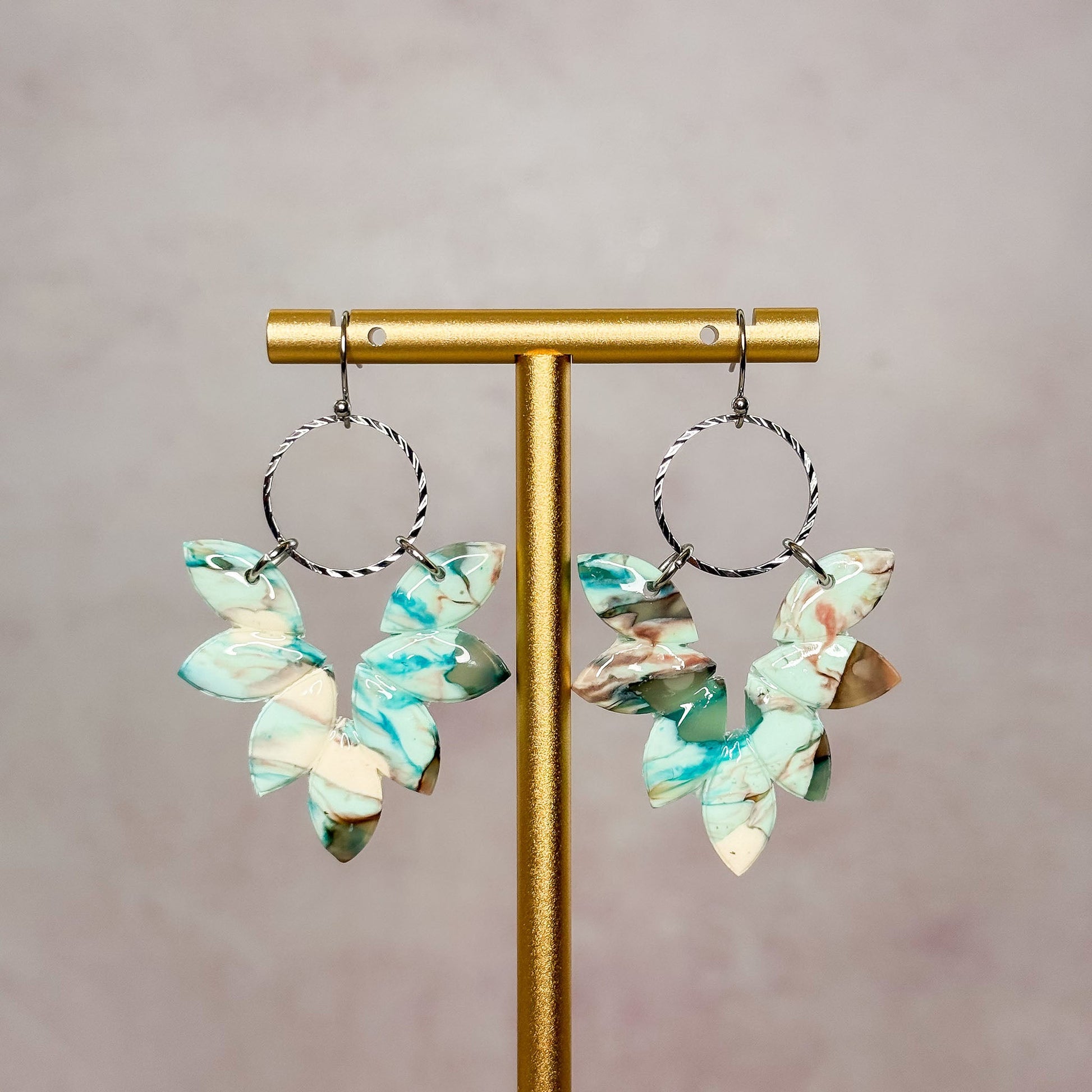 Mint Stone - Clay Dangle Earrings 19 - Gather Your Bones