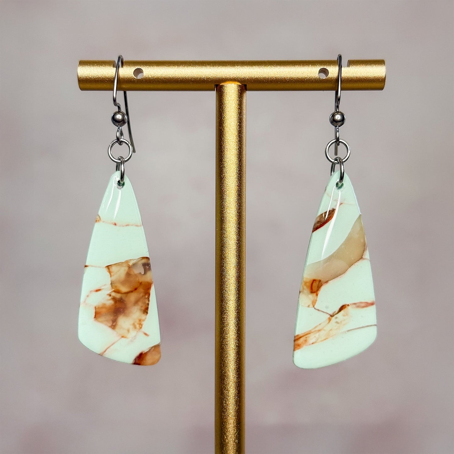 Mint Stone - Clay Dangle Earrings 8 - Gather Your Bones