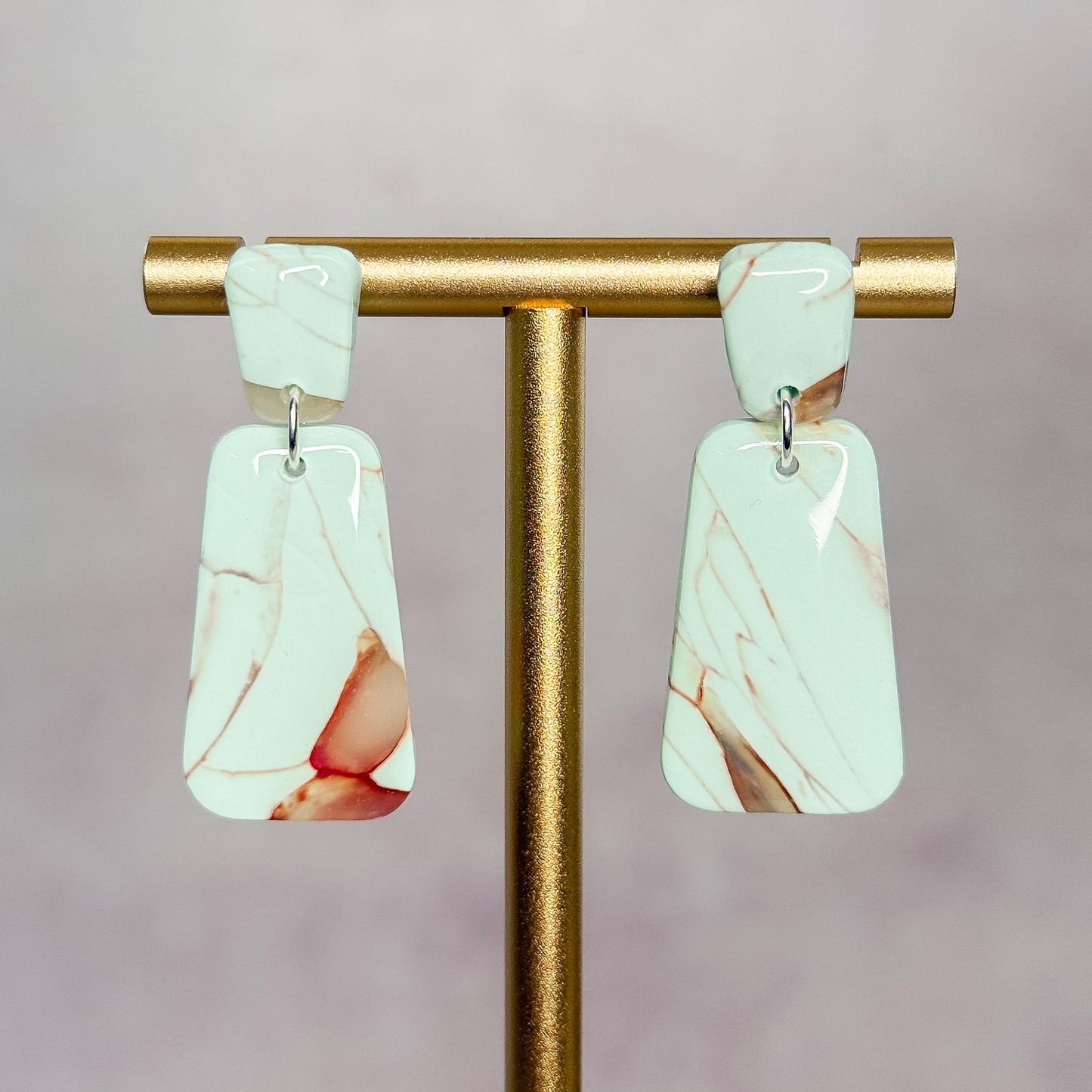 Mint Stone - Clay Stud Earrings 11 - Gather Your Bones