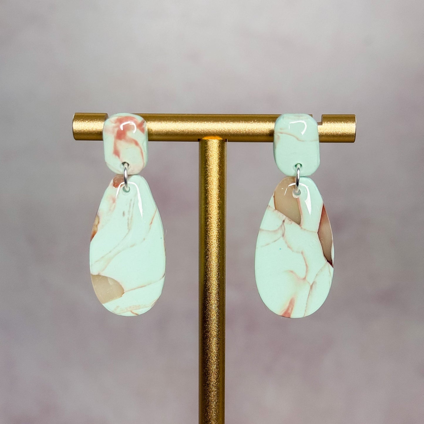 Mint Stone - Clay Stud Earrings 13 - Gather Your Bones
