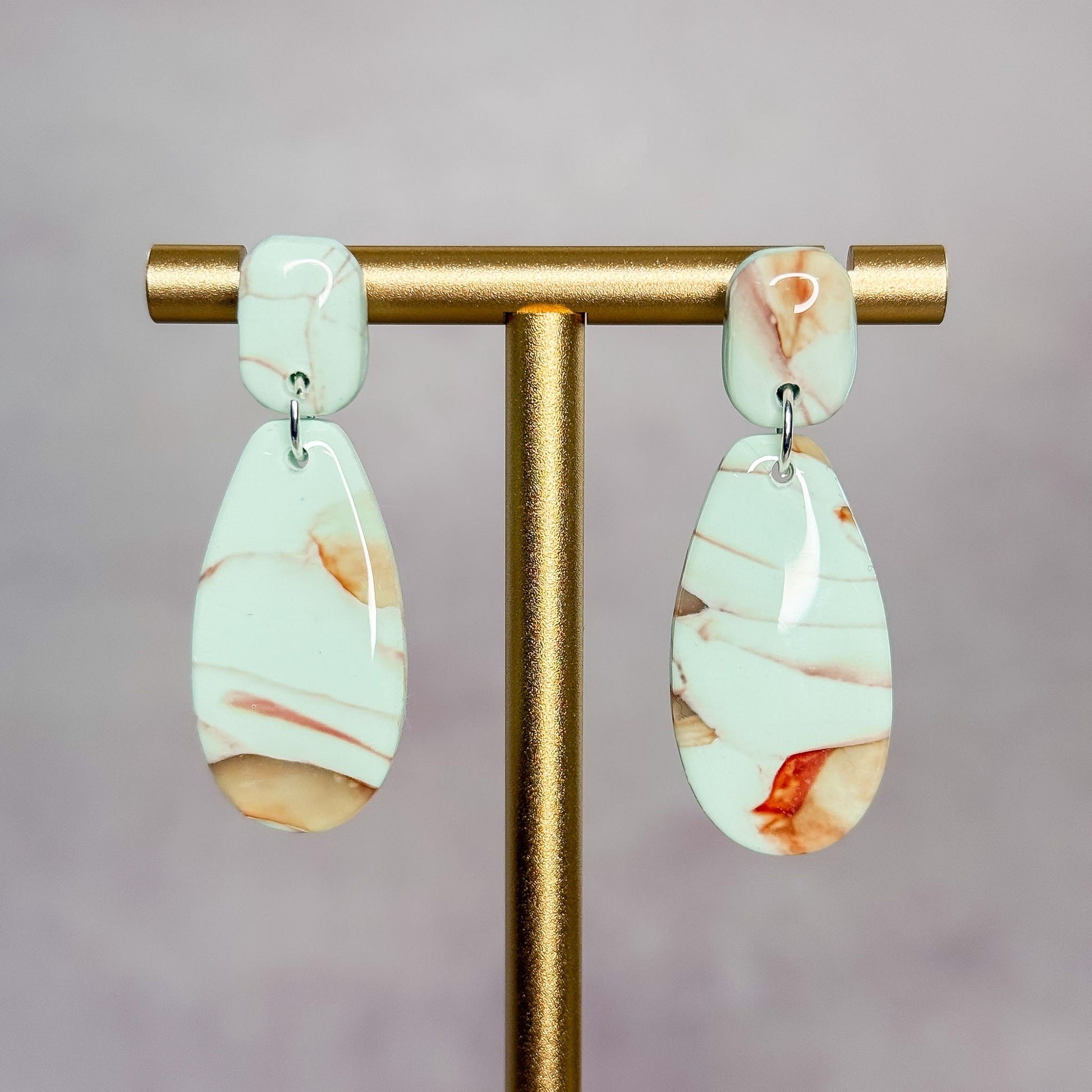 Mint Stone - Clay Stud Earrings 14 - Gather Your Bones