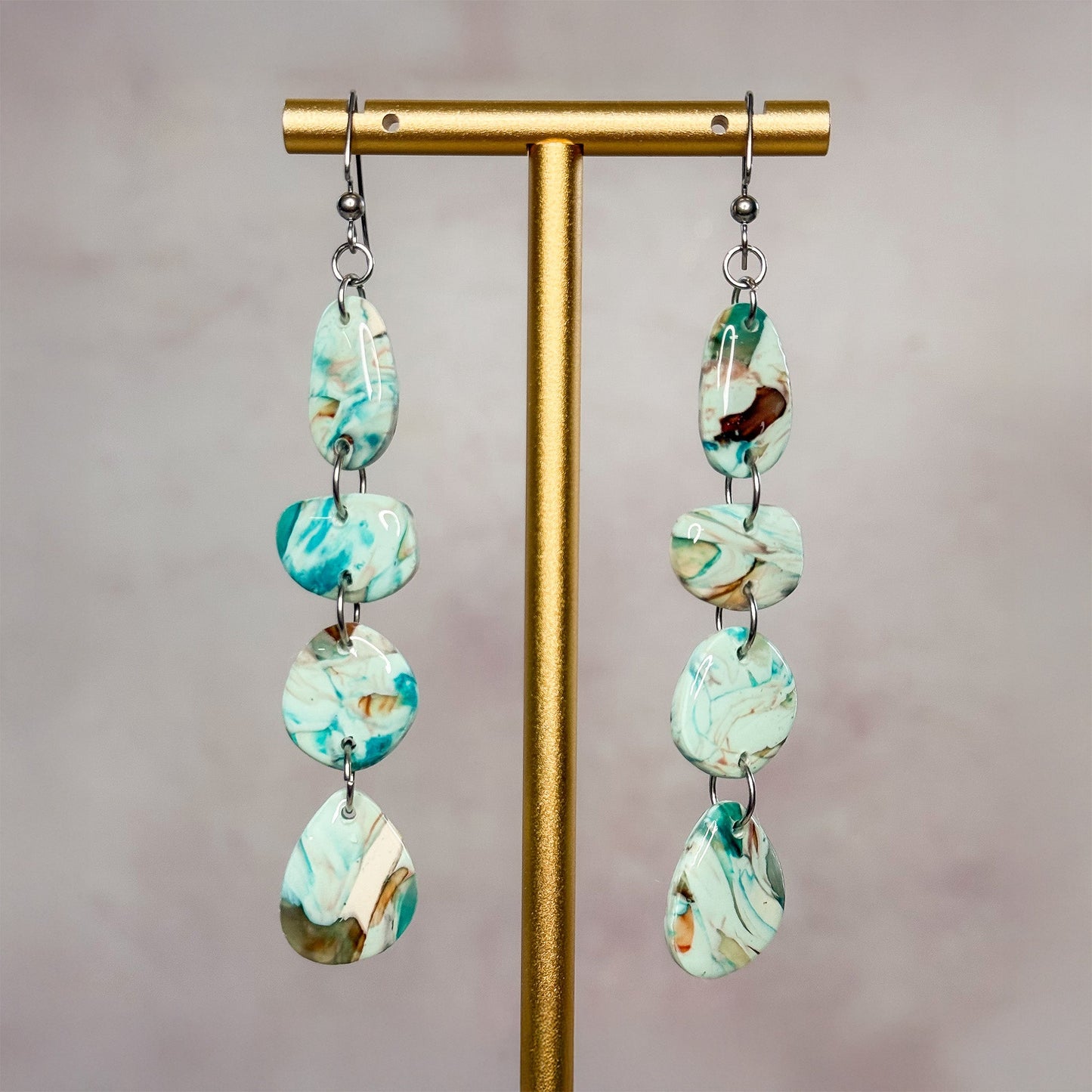 Mint Stone - Clay Stud Earrings 17 - Gather Your Bones