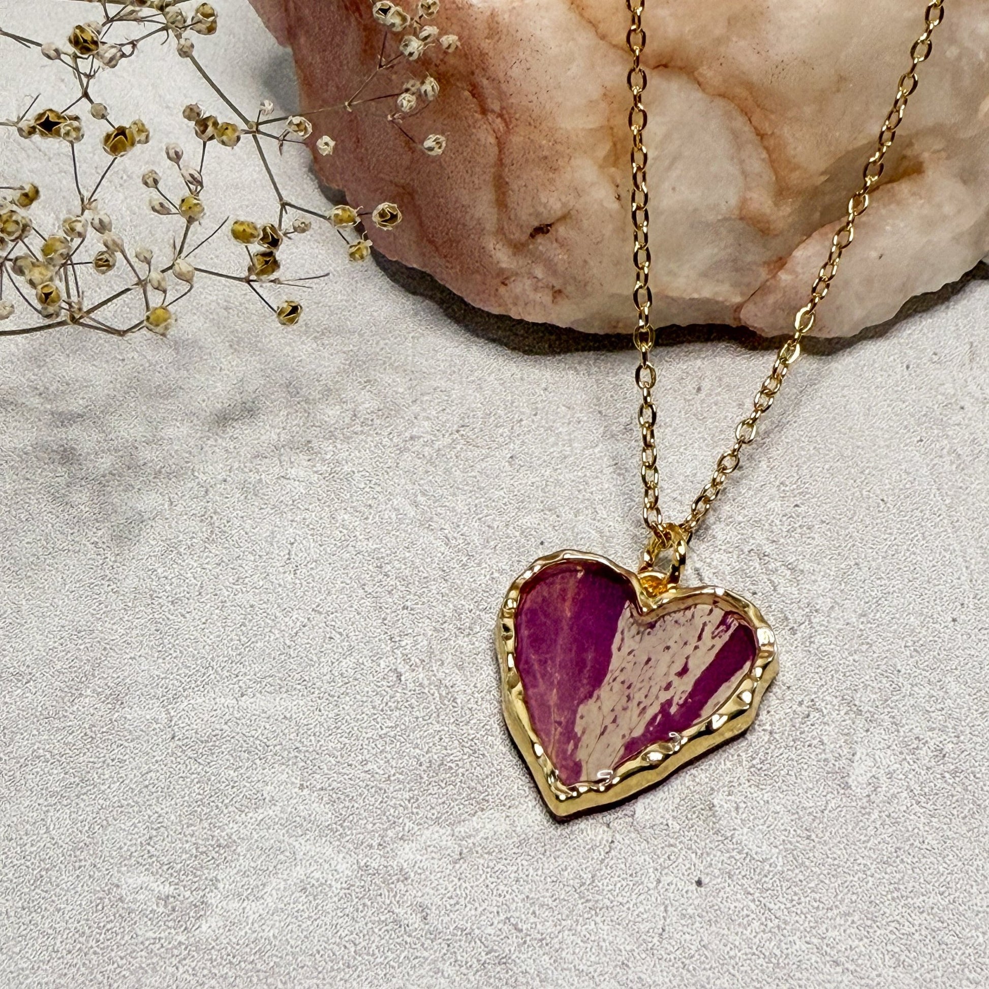 Rose Petal Heart Necklace - Gather Your Bones
