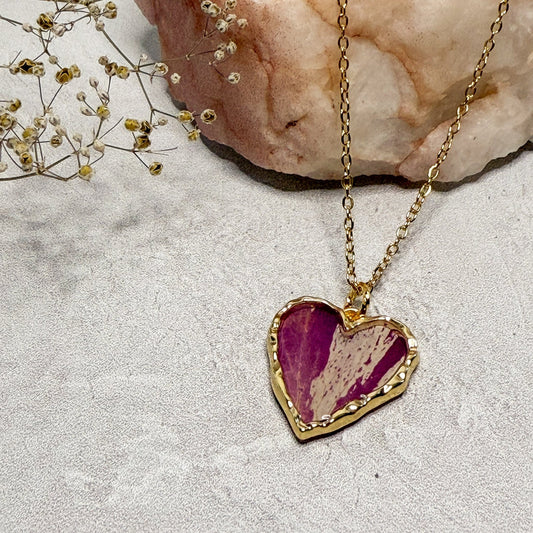 Rose Petal Heart Necklace - Gather Your Bones