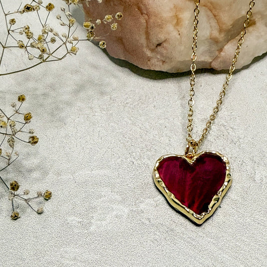 Rose Petal Heart Necklace - Gather Your Bones