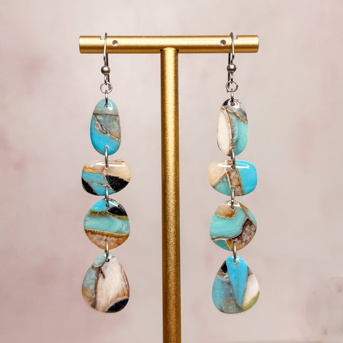 Turquoise Strata Earrings 3 - Gather Your Bones