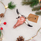 Longhorn Skull Ornament - Pearly Rose