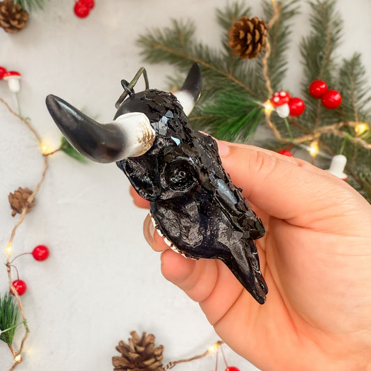 Longhorn Skull Ornament - Black Mica