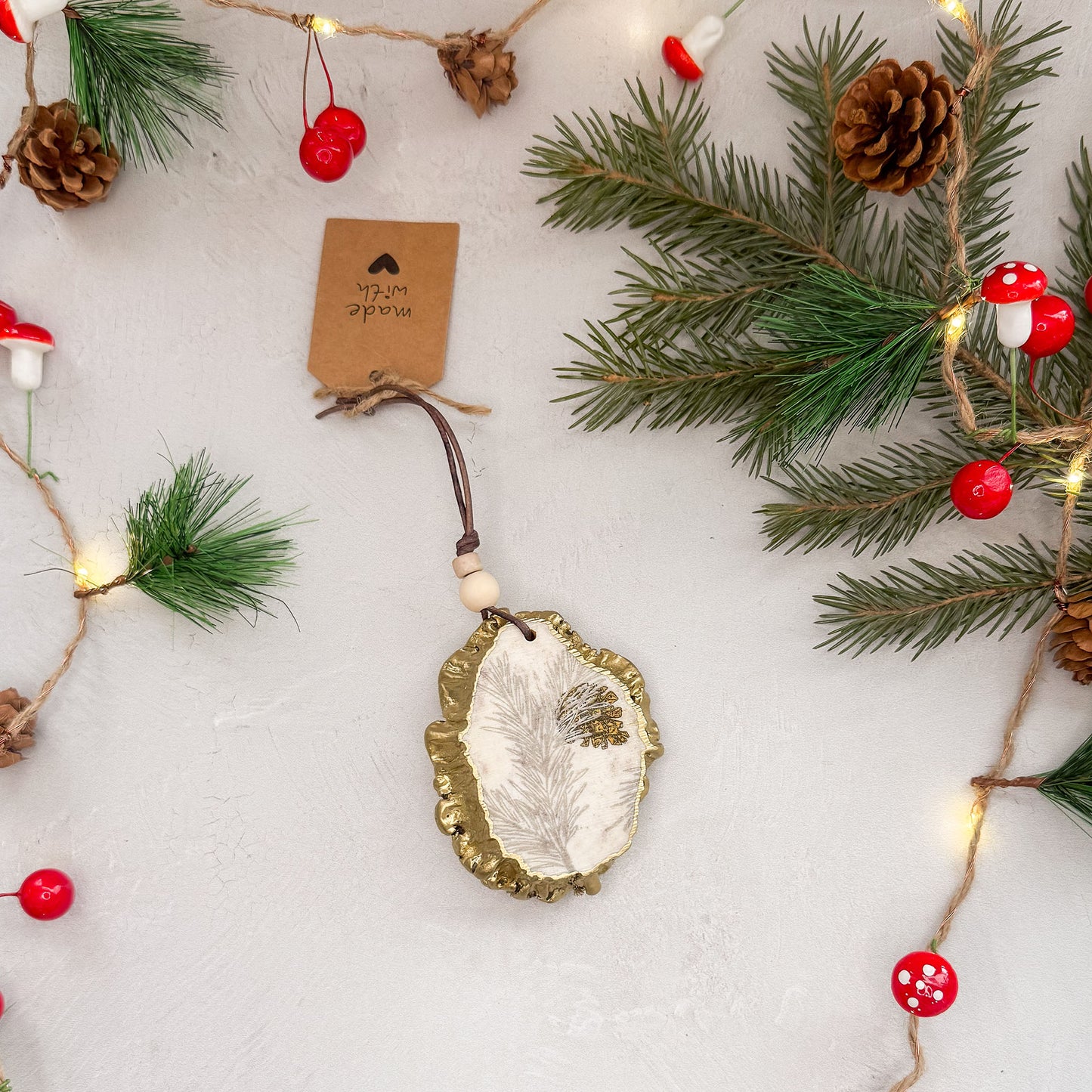 Silver Pine Elk Antler Burr Ornament