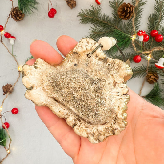 Acorn and Leaf Elk Antler Burr Ornament - Gather Your Bones