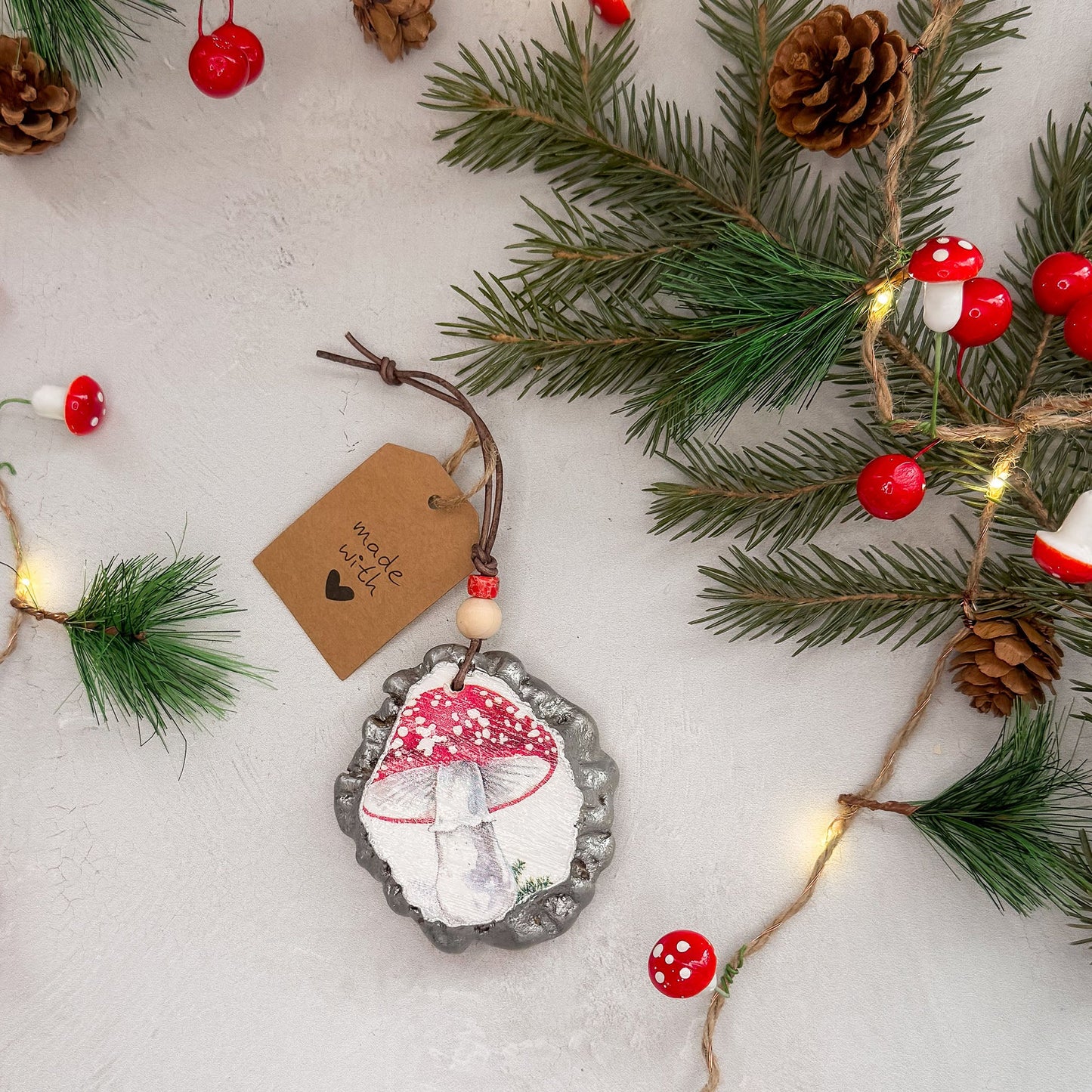 Amanita Mushroom Elk Antler Burr Ornament - Gather Your Bones