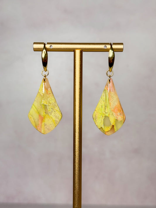 Apricot Moss Dangle Clay Earrings - Gather Your Bones