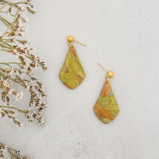 Apricot Moss Stud Clay Earrings - Gather Your Bones