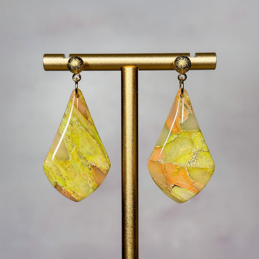 Apricot Moss Stud Clay Earrings - Gather Your Bones