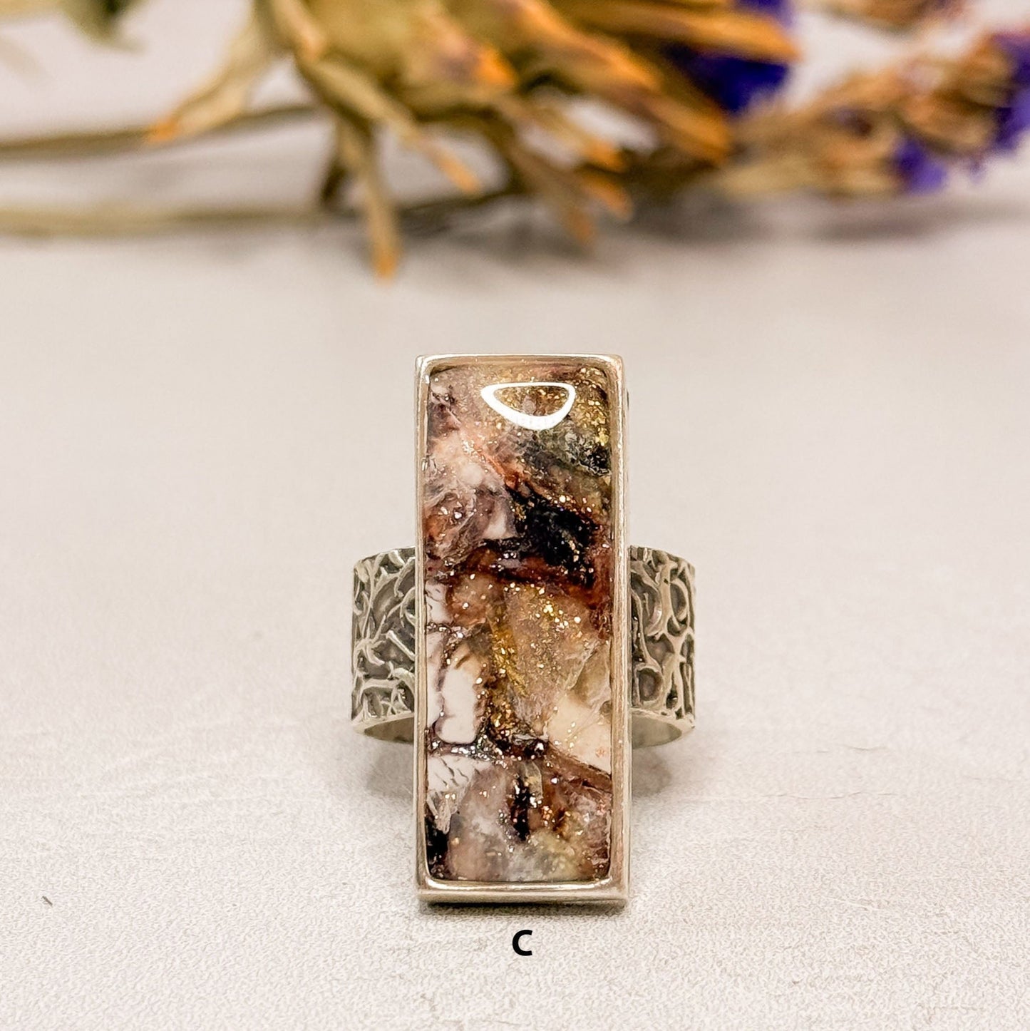 Aurorite Statement Ring Collection - Silver Plated with Polymer Clay Inlay - Gather Your Bones