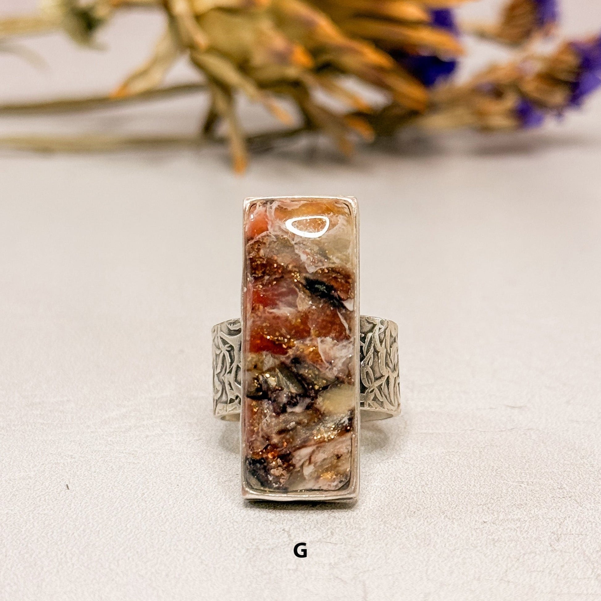 Aurorite Statement Ring Collection - Silver Plated with Polymer Clay Inlay - Gather Your Bones