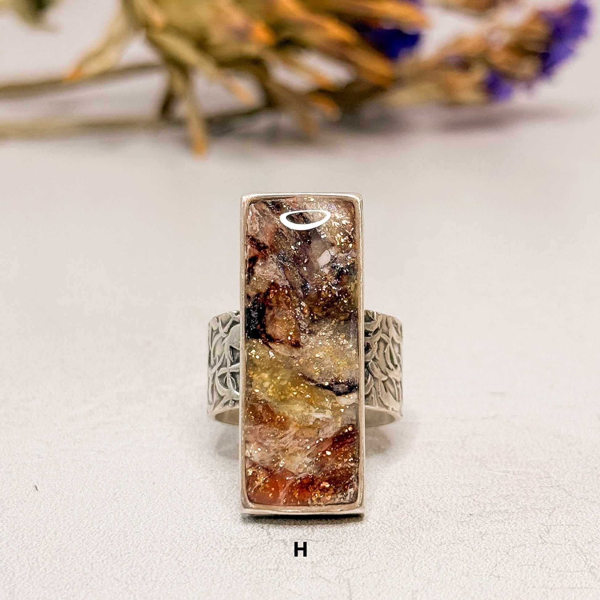 Aurorite Statement Ring Collection - Silver Plated with Polymer Clay Inlay - Gather Your Bones