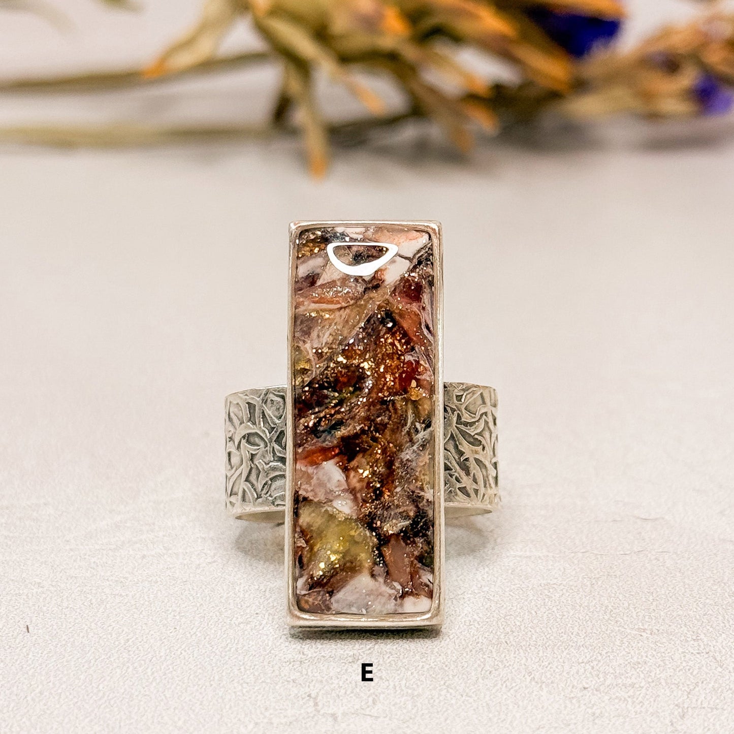 Aurorite Statement Ring Collection - Silver Plated with Polymer Clay Inlay - Gather Your Bones