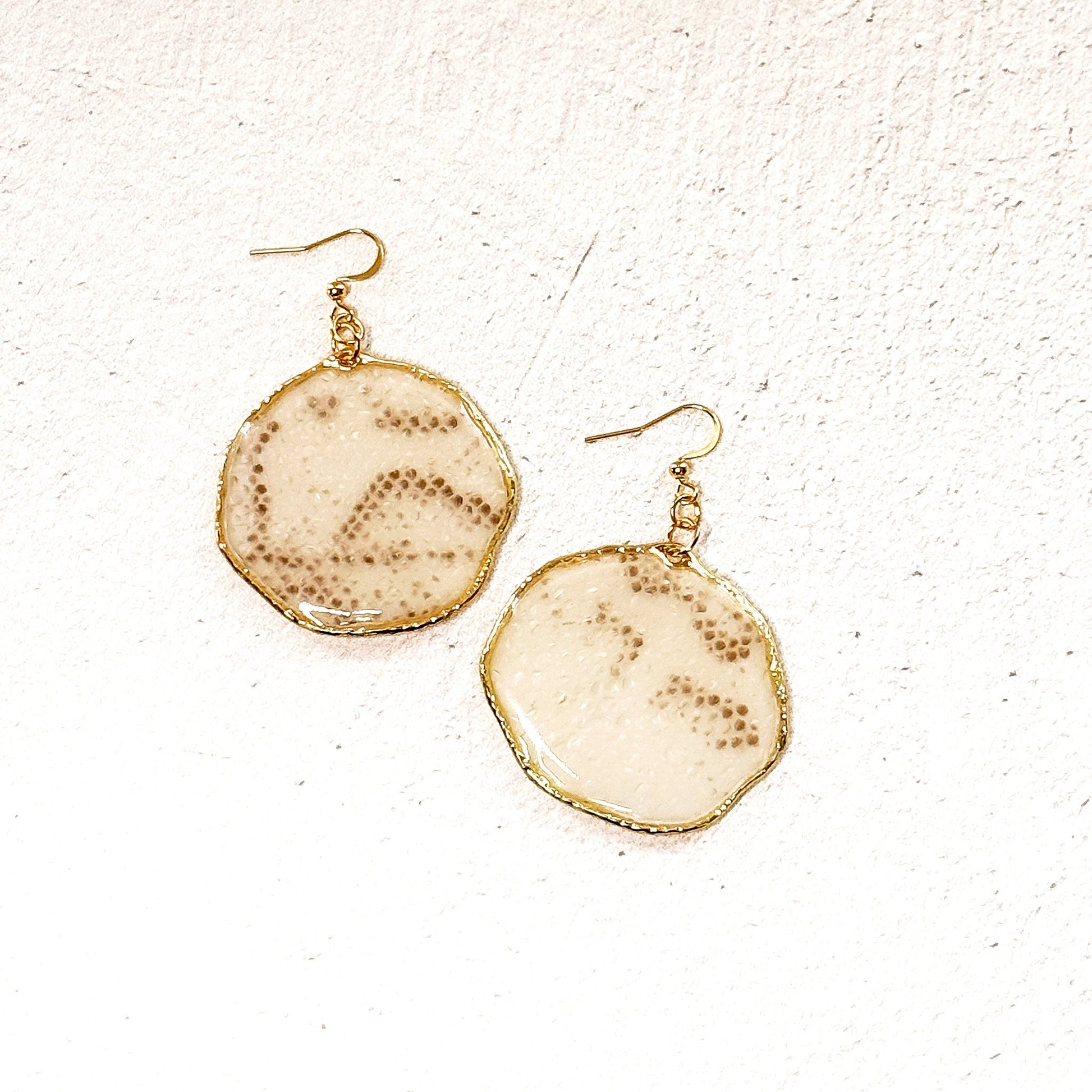 Ball Python Snake Shed Resin Earrings #3 - Gather Your Bones