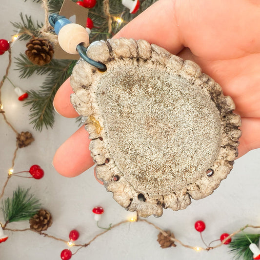 Blue Plaid Elk Antler Burr Ornament - Gather Your Bones