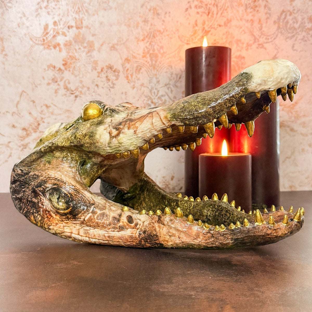 Dragon Themed Taxidermy Alligator Head (XL) - Gather Your Bones