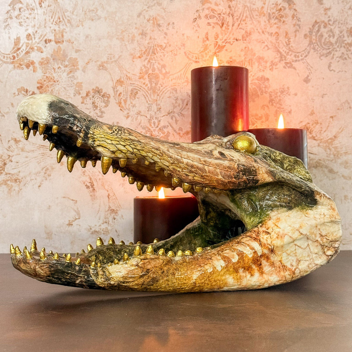 Dragon Themed Taxidermy Alligator Head (XL) - Gather Your Bones